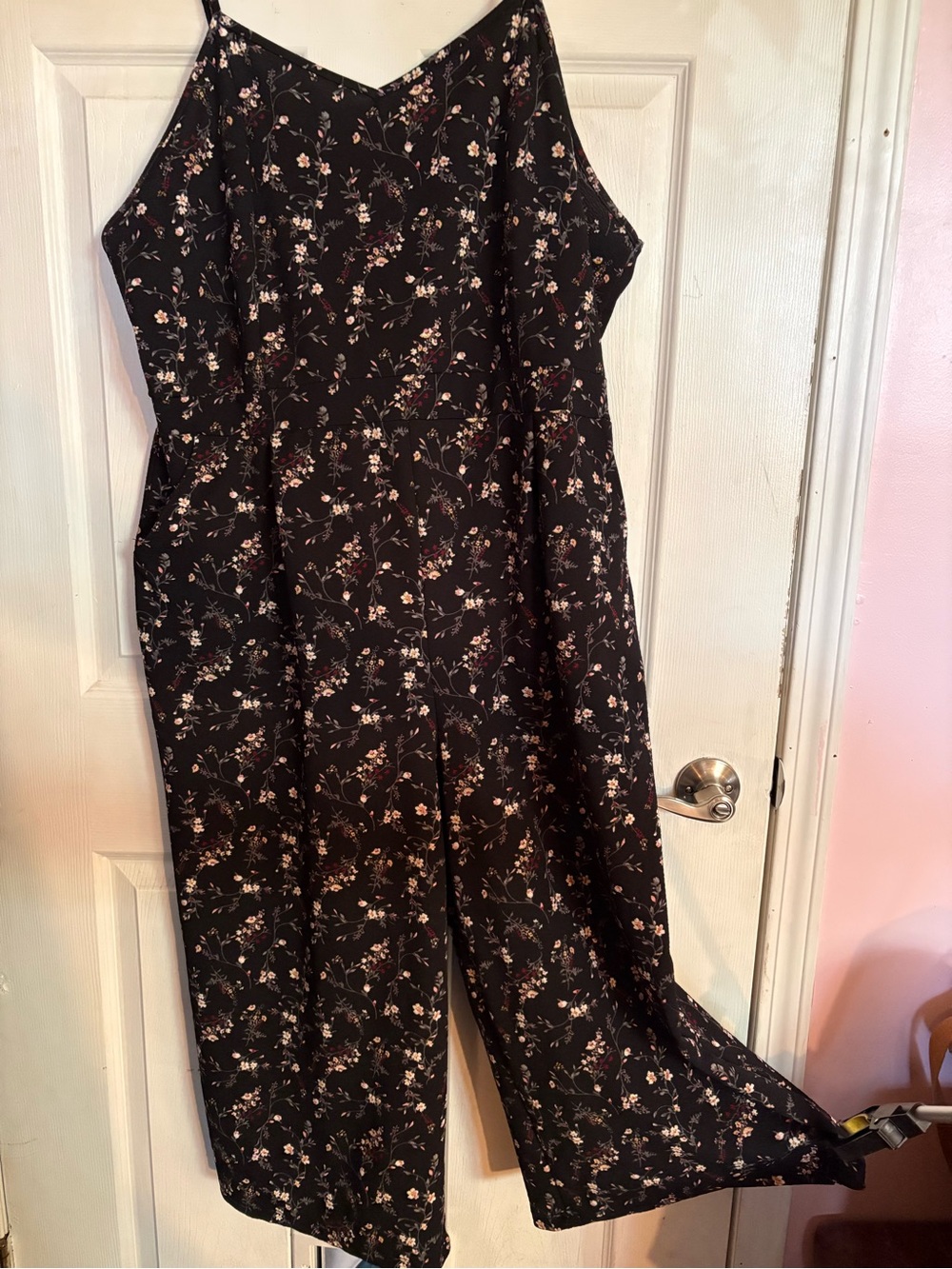 Wide Leg Floral Jumpsuit in Black